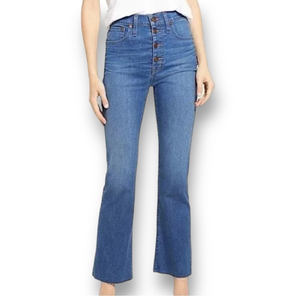 Madewell Medium Wash Cali-Demi Raw Hem Boot Jeans Women's Size 27 - Picture 11 of 11